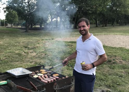 Simon Velasquez cooking a delicious barbecue.
