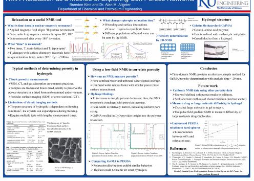 Poster: NMR Relaxation as a Method of Exploring Soft Porous Networks.